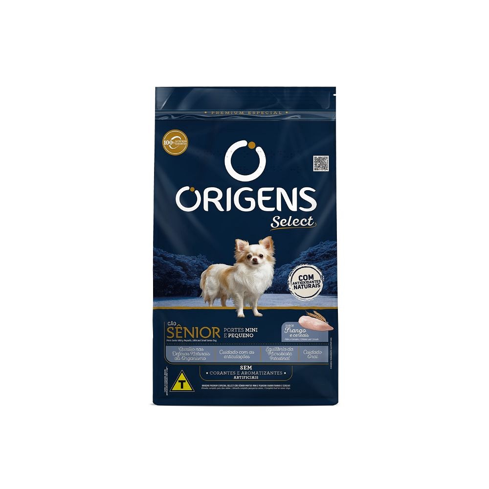 Ração Origens para Cães Sênior de Pequeno Porte sabor Frango e Cereais Integrais