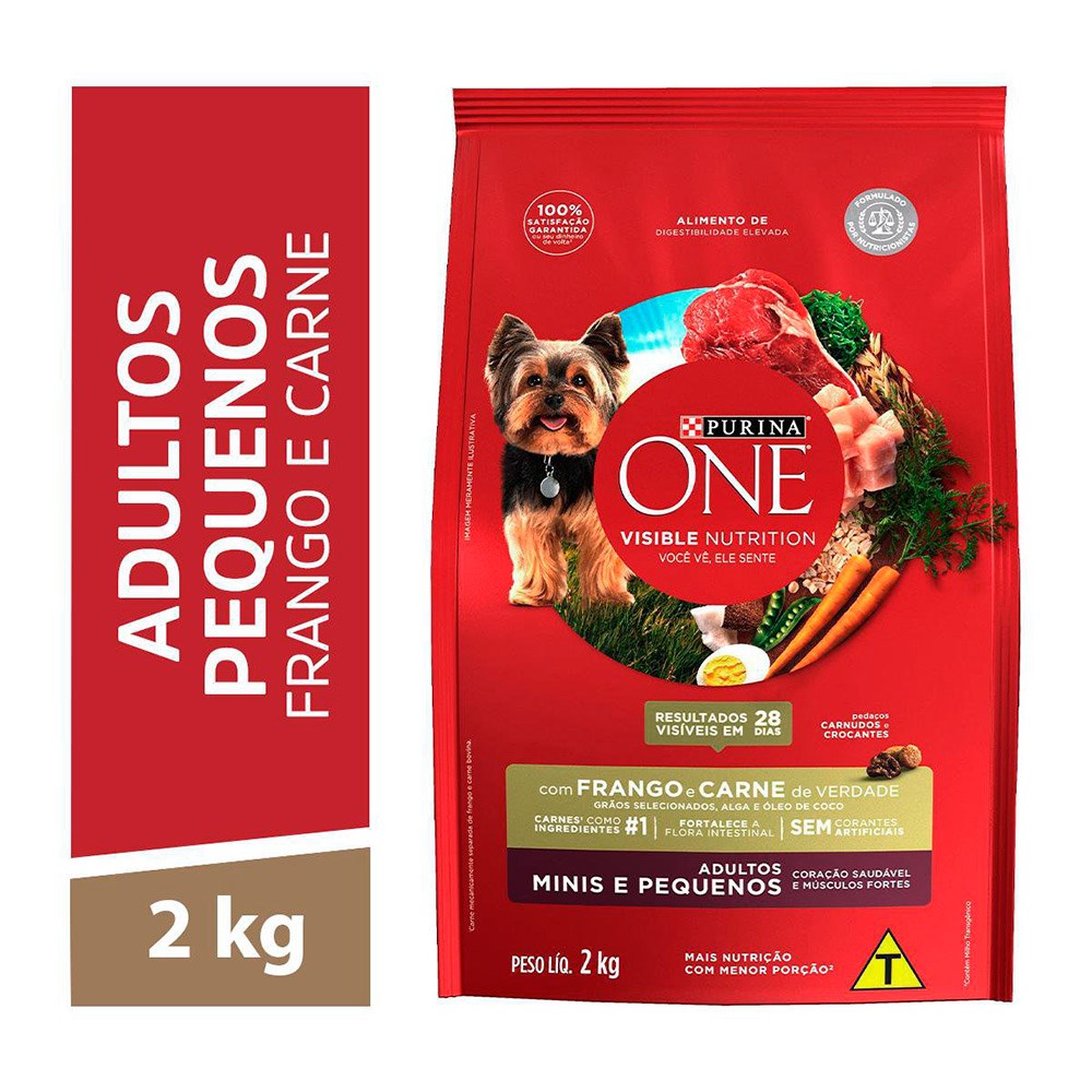 Ração Nestlé Purina One para Cães Adultos de Porte Mini e Pequeno sabor Frango e Carne