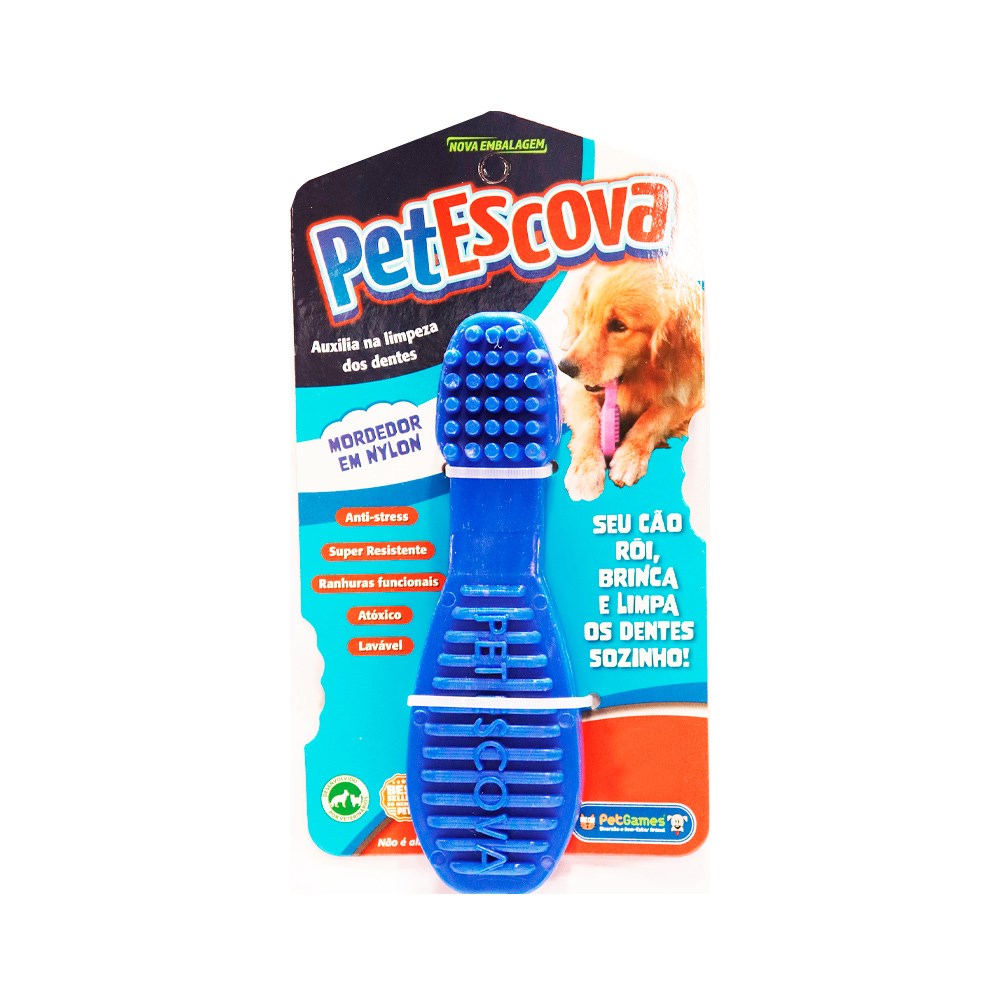Brinquedo Pet Games Mordedor Escova Azul para Cães 