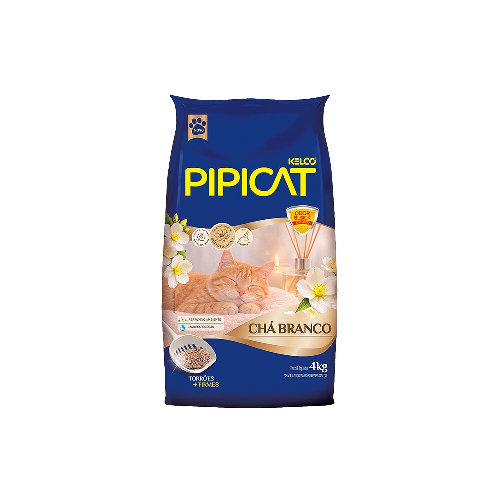 Areia Higiênica Pipicat Chá Branco para Gatos