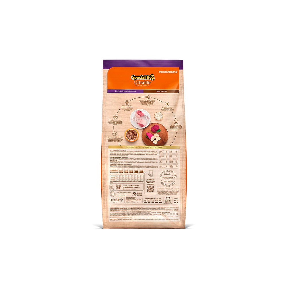 Ração Special Dog Ultralife Premium Especial para Cães Adultos de Raças Pequenas Sabor Cordeiro e Arroz com Batata-Doce