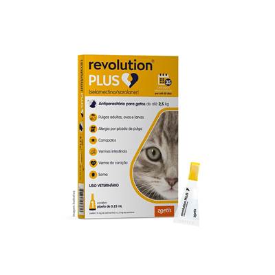 Antiparasitário Revolution Plus Zoetis para Gatos de 1,25 kg a 2,5 kg 1 pipeta