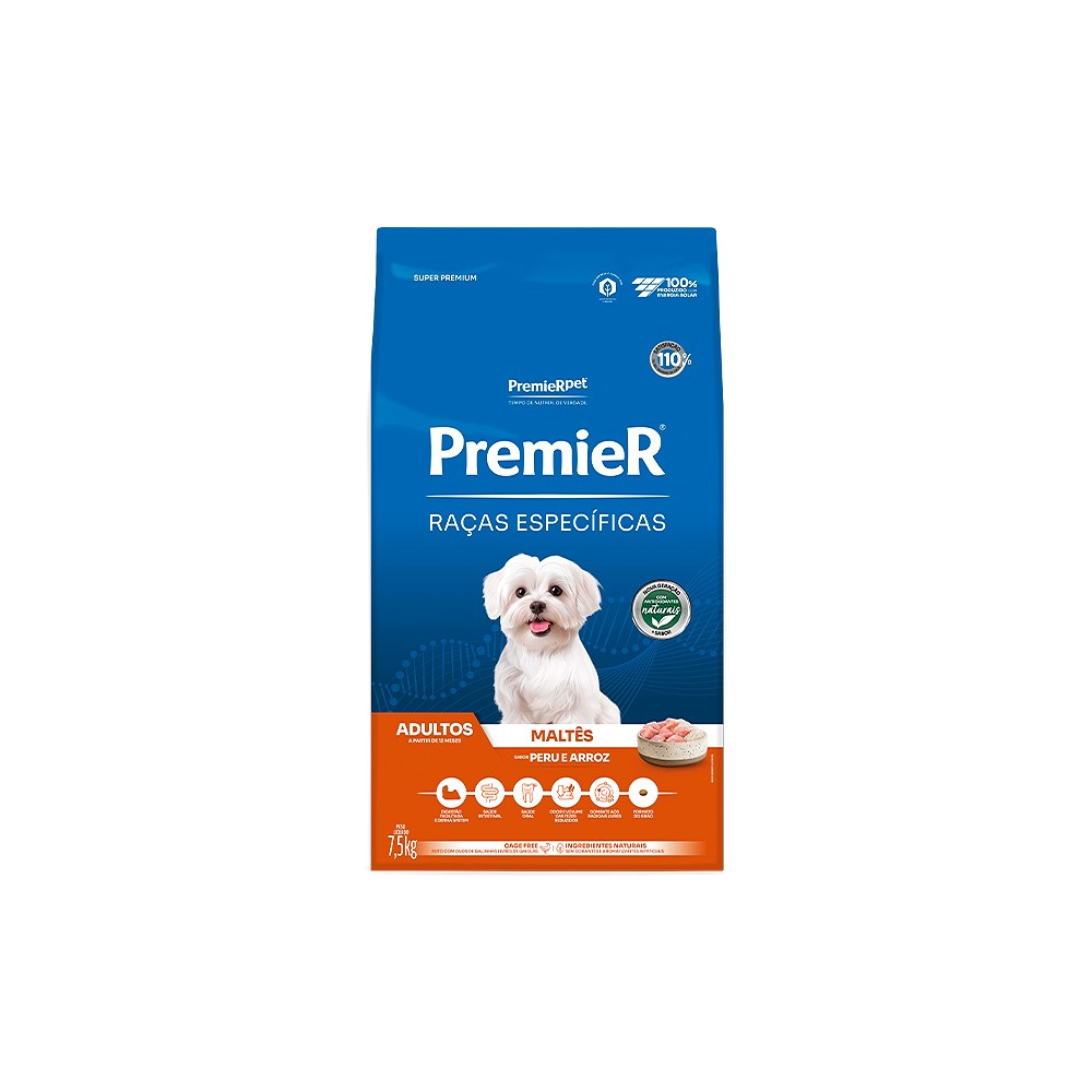 Ração Premier Raças Específicas Maltês para Cães Adultos sabor Peru & Arroz