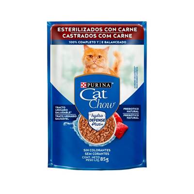 Ração Cat Chow Sachê para Gatos Castrados sabor Carne ao Molho 85g