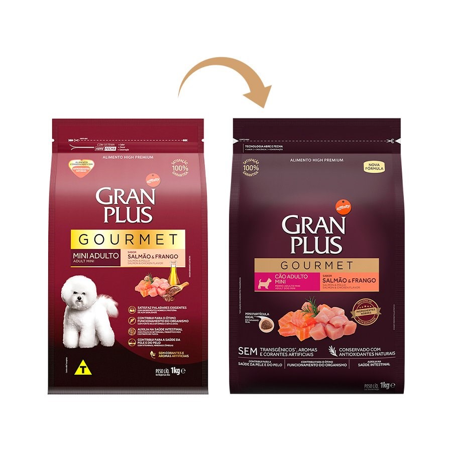Ração Granplus Gourmet para Cães Adultos Porte Mini sabor Salmão e Frango