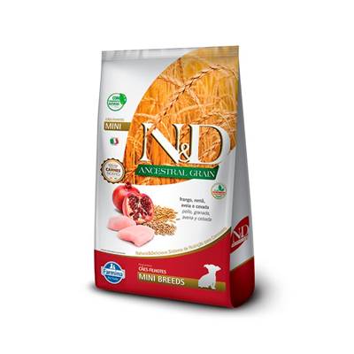 Ração Farmina N&D Ancestral Grain para Cães Filhotes de Raças Pequenas Sabor Frango e Romã 10,1kg