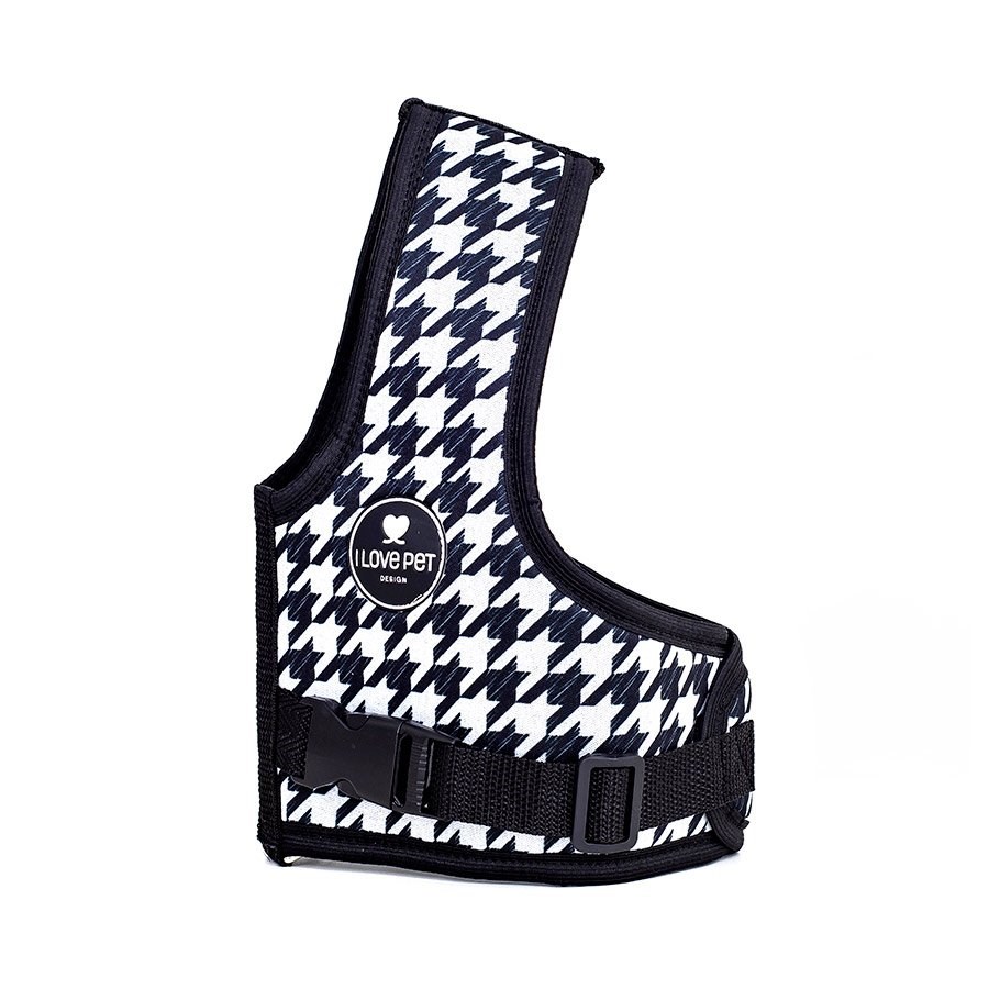 Peitoral I Love Pet Pied de Poule P&B para Cães