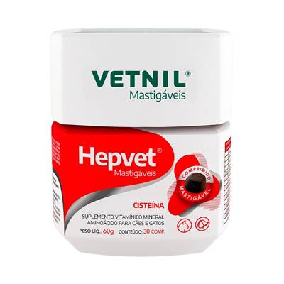 Suplemento Hepvet Mastigável para Cães e Gatos 30 comprimidos