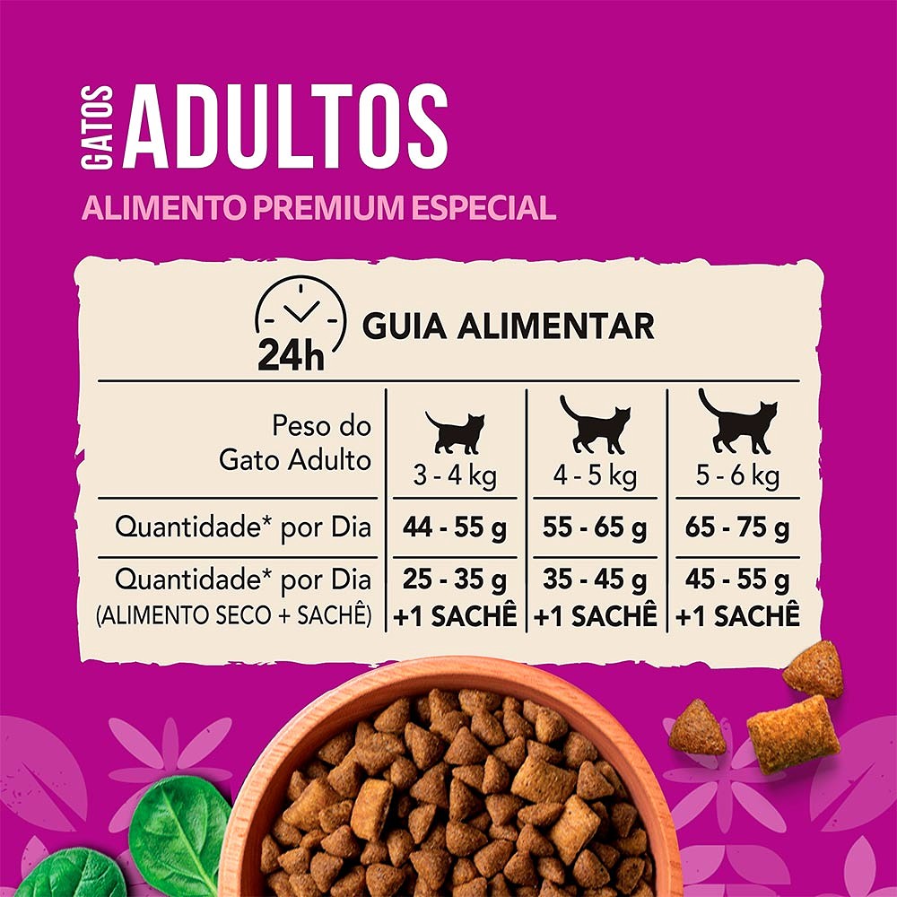 Ração Whiskas Superfoods para Gatos Adultos sabor Salmão e Linhaça