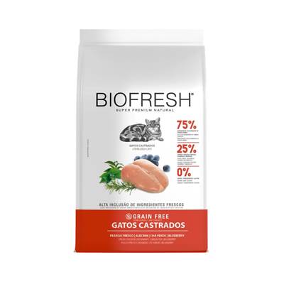 Ração Biofresh para Gatos Castrados sabor Frango, Alecrim, Chá Verde e Blueberry 1,5kg