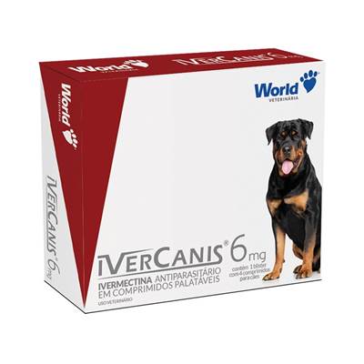 Antiparasitário IverCanis World 6mg para Cães de 30kg 4 comprimidos