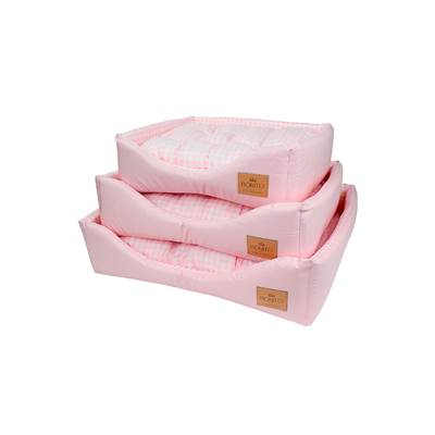Cama Bonito pra Cachorro Europa Retangular Courino Xadrez Rosa para Cães e Gatos G