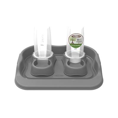 Comedouro Plast Pet Kit Flex Gourmet Eco Cinza para Cães e Gatos 650ml
