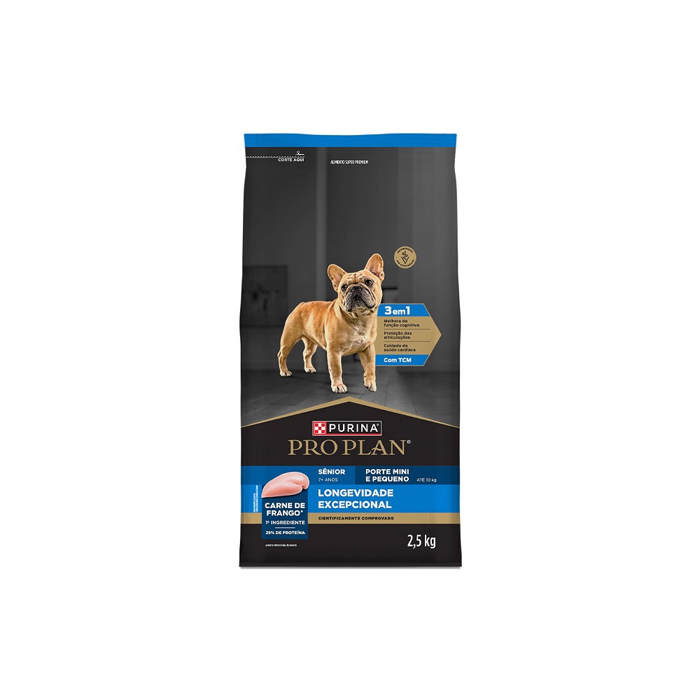 Ração Proplan Longevidade Excepcional Sênior 7+ para Cães de Porte Mini e Pequeno