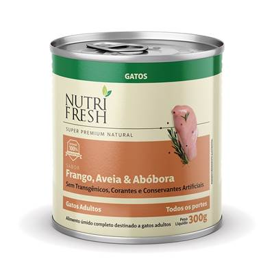 Ração Úmida Lata Nutrifresh para Gatos sabor Frango, Aveia e Abóbora 300g