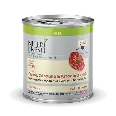 Ração Úmida Lata Nutrifresh Cuidados Especiais para Cães Sênior sabor Carne, Cúrcuma e Arroz Integral 300g