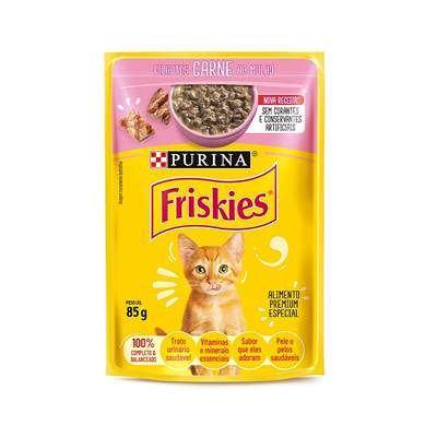 Ração Friskies Sachê para Gatos Filhotes sabor Carne ao Molho 85g