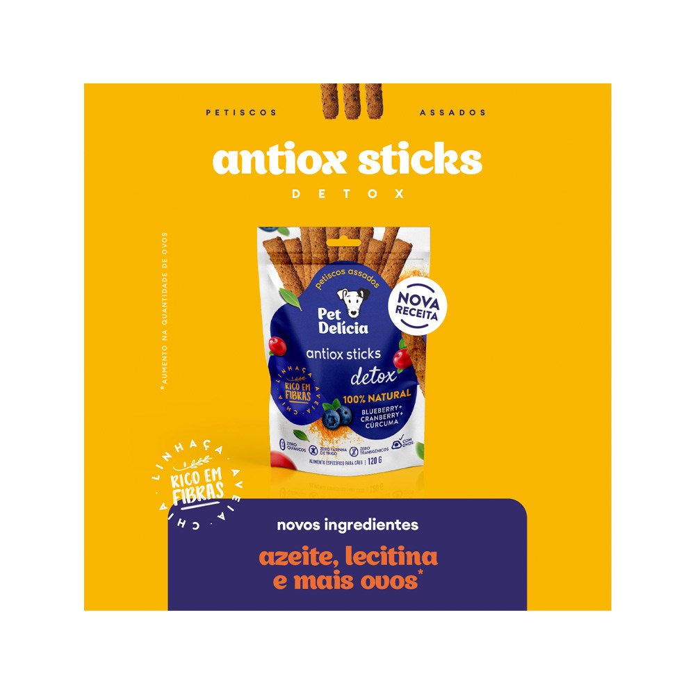 Petisco Pet Delícia Antiox Sticks