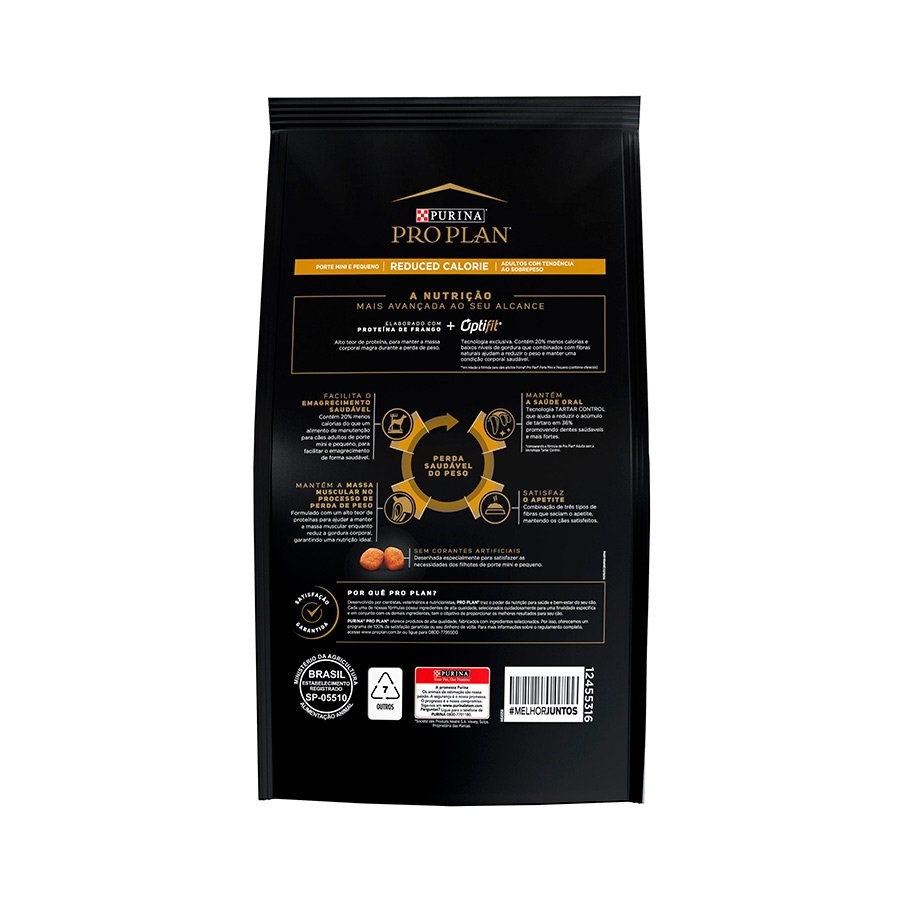 Ração Pro Plan Reduced Calorie para Cães Adultos de Raças Pequenas sabor Frango & Arroz