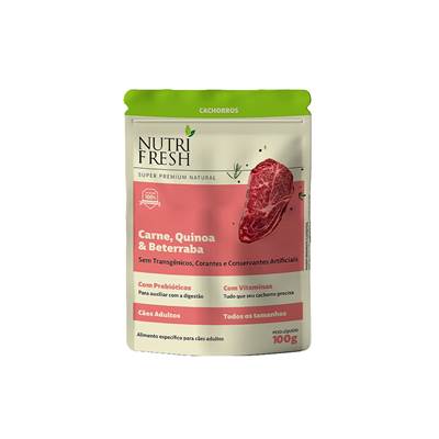 Ração Úmida Nutrifresh para Cães Adultos Sabor Carne, Quinoa e Beterraba 100g