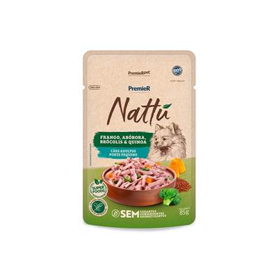 Ração Úmida Premier Nattu para Cães Adultos Sabor Frango, Abóbora, Brócolis e Quinoa