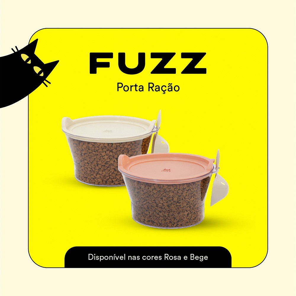 Porta Ração Fuzz Rosa para Gatos