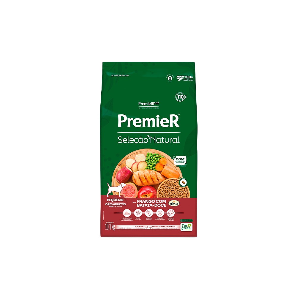 Ração Premier Seleção Natural para Cães Adultos Raças Pequenas sabor Frango & Batata Doce 