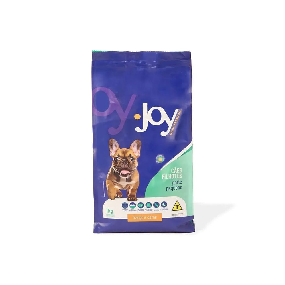 Ração Joy High Premium Cães Filhotes Raças Pequenas Frango e Carne