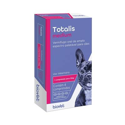 Vermífugo Totalis Medium para Cães 4 comprimidos