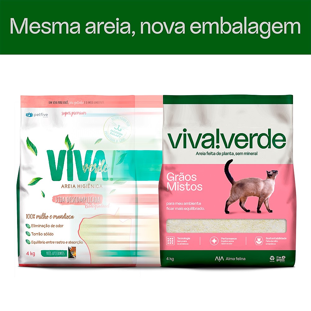 Areia Sanitária Biodegradável Viva Verde Grãos Mistos 