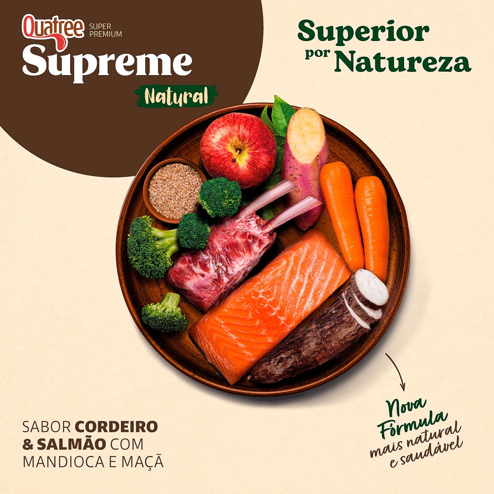 Ração Quatree Supreme Dermasense para Cães Adultos de Porte Médio e Grande sabor Cordeiro e Salmão