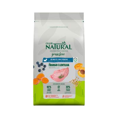 Ração Guabi Natural Grain Free para Cães Adultos de Mini e Pequeno Porte sabor Frango & Lentilha 10,1kg