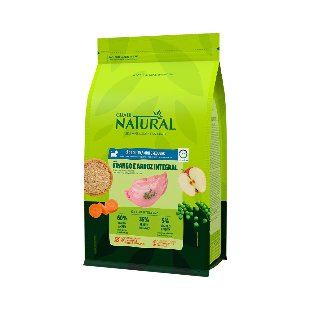 Ração Guabi Natural para Cães Adultos Porte Mini sabor Frango & Arroz Integral