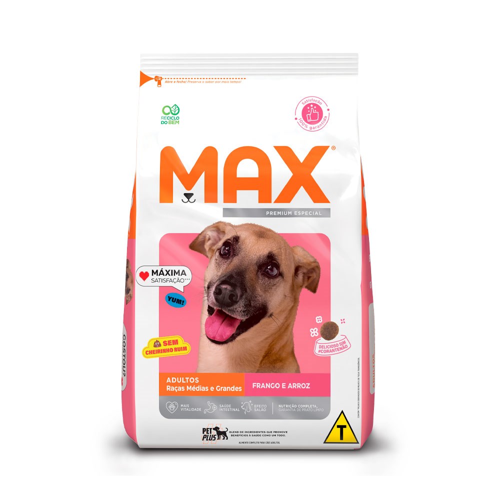 Ração Max para Cães Adultos de Porte Médio e Grande sabor Frango e Arroz
