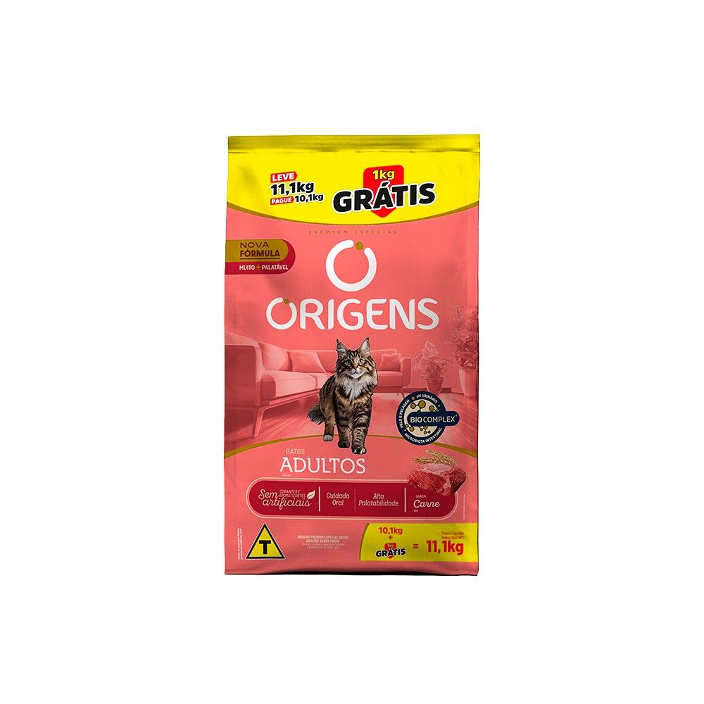 Ração Origens para Gatos Adultos sabor Carne