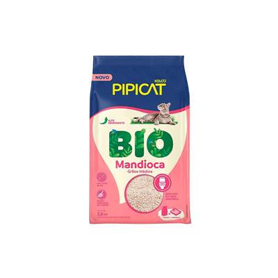 Areia Higiênica Pipicat Bio Mandioca para Gatos 2,6kg