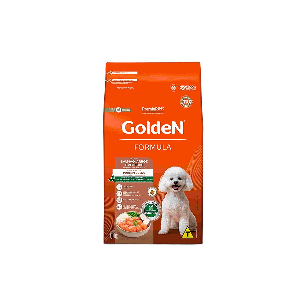 Ração Golden Fórmula Mini Bits para Cães de Pequeno Porte Adultos sabor Salmão & Arroz