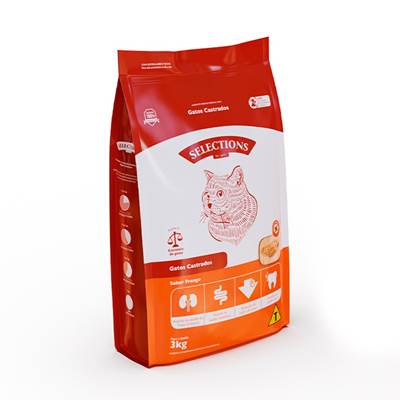 Ração Selections For Pet para Gatos Adultos Castrados sabor Frango 3kg