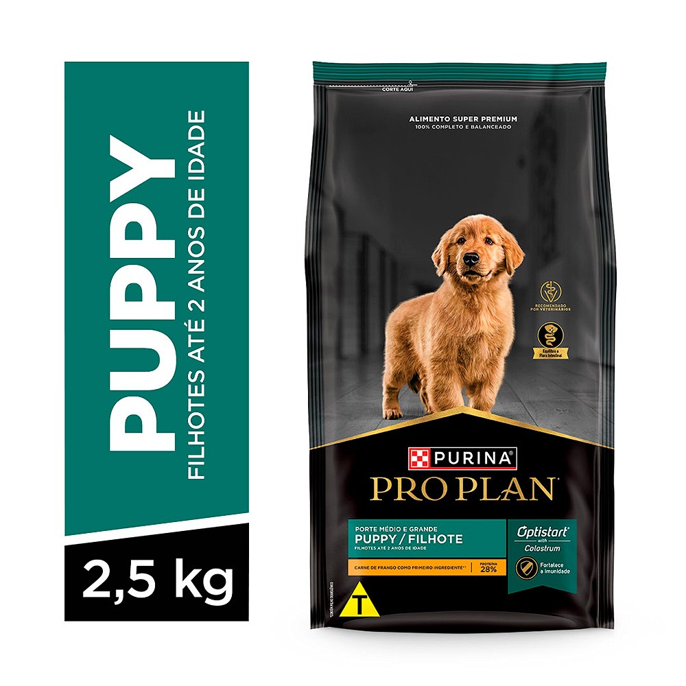 Racão Nestlé Purina Pro Plan para Cães Filhotes Porte Médio e Grande sabor Frango