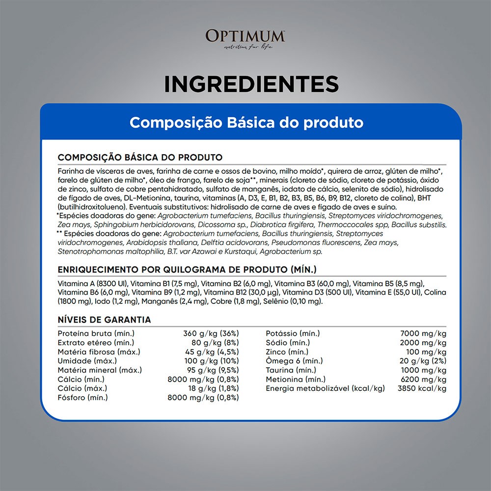 Ração Optimum para Gatos Adultos Castrados sabor Carne 