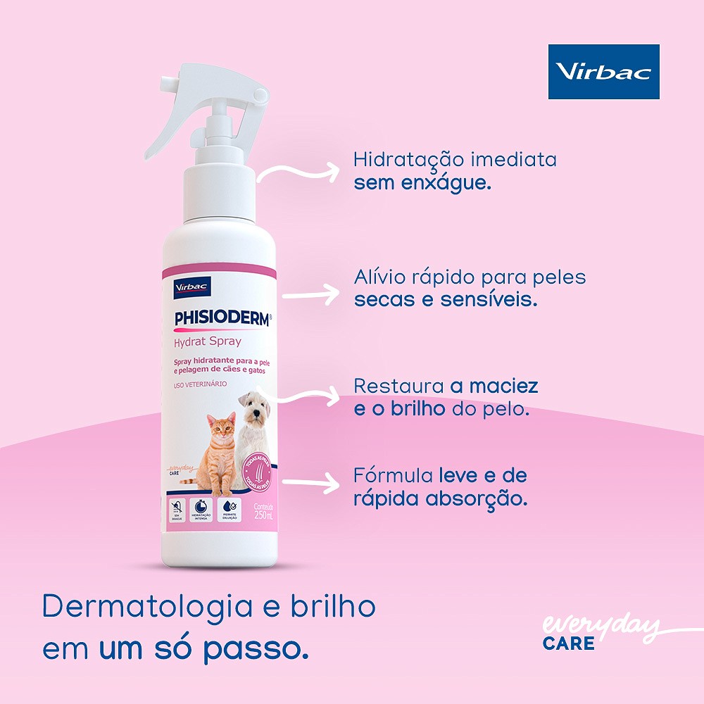 Hidratante Virbac Phisioderm Hydrat Spray para Cães e Gatos