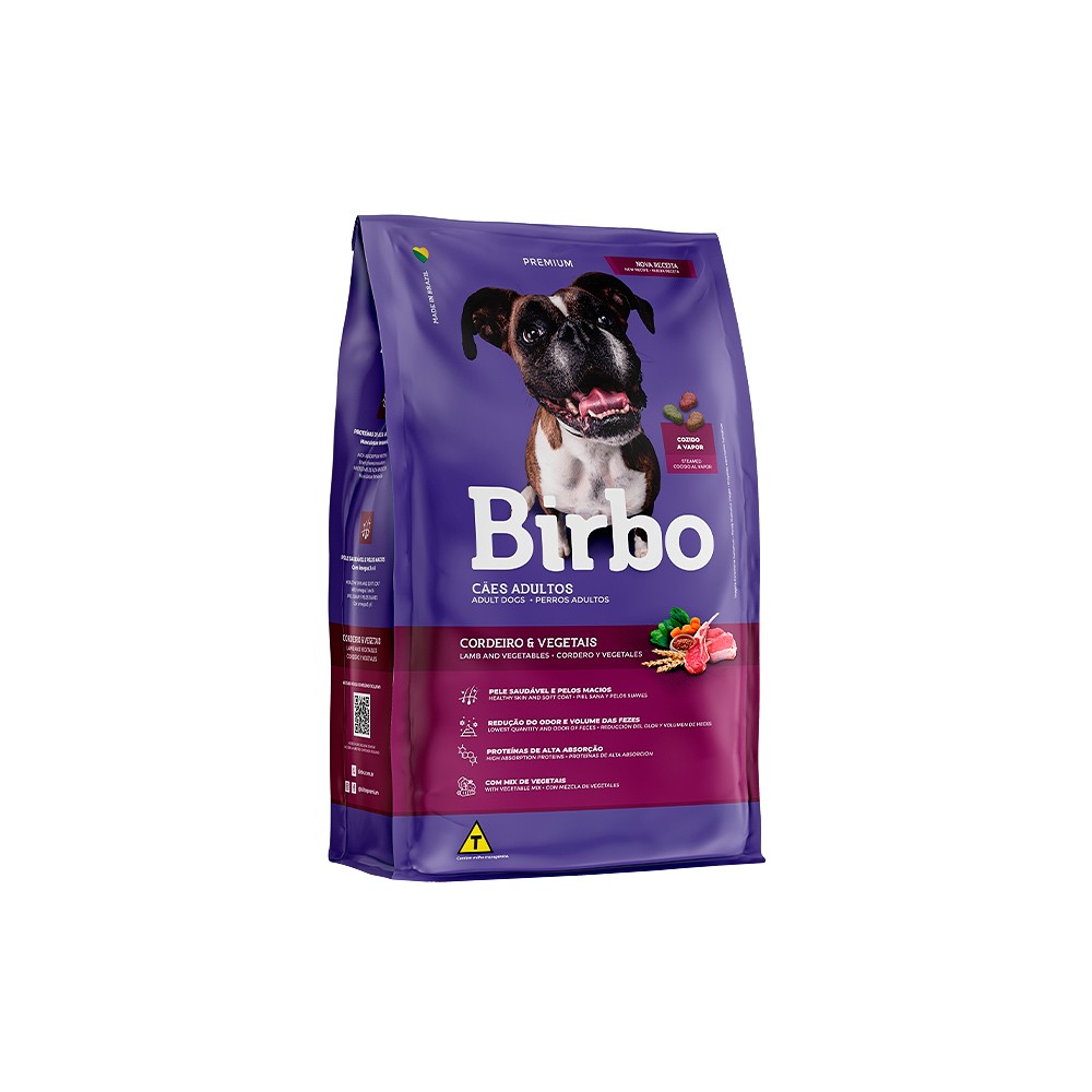 Ração Birbo para Cães Adultos de Médio e Grande Porte Sabor Cordeiro e Vegetais