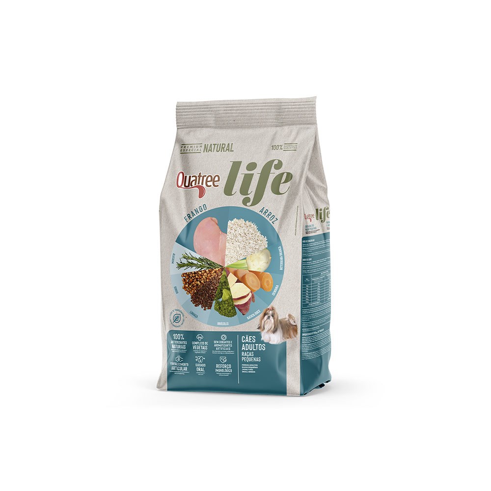 Ração Quatree Life para Cães Adultos Raças Pequenas Sabor Frango e Arroz
