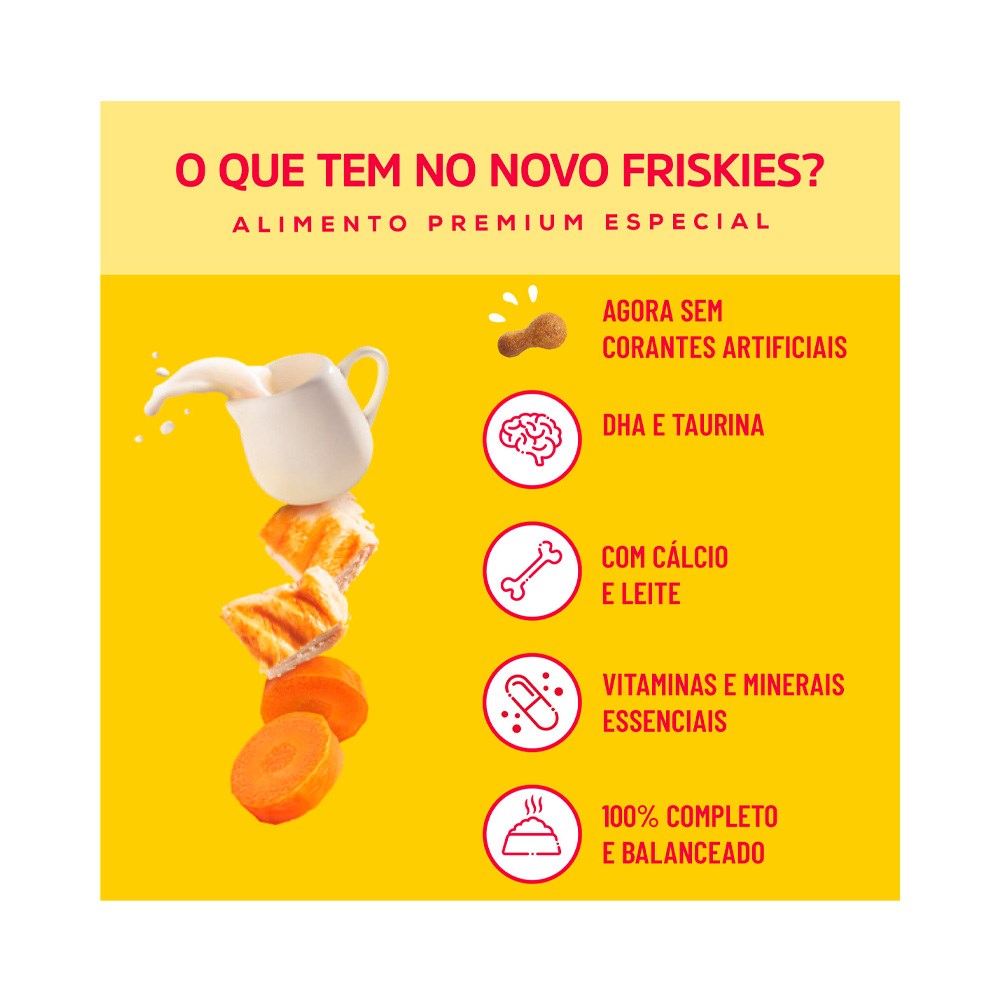 Ração Friskies para Gatos Filhotes Sabor Frango, Leite e Cenoura