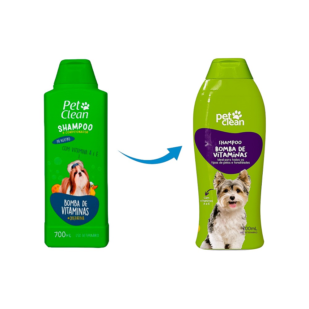 Shampoo e Condicionador Pet Clean Bomba de Vitaminas e Queratina
