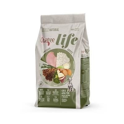 Ração Quatree Life para Cães Adultos Raças Médias e Grandes Sabor Frango e Arroz 15kg