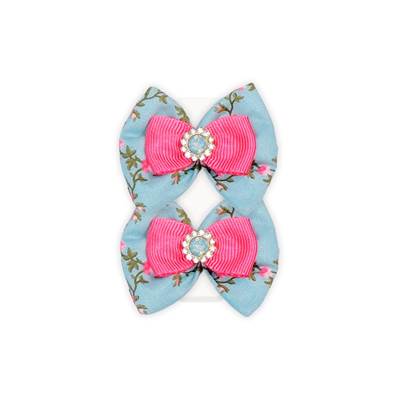 Laço Leo e Lia Floral Azul para Cães e Gatos P