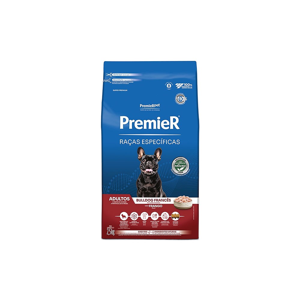 Ração Premier Raças Específicas Bulldog Francês para Cães Adultos sabor Frango