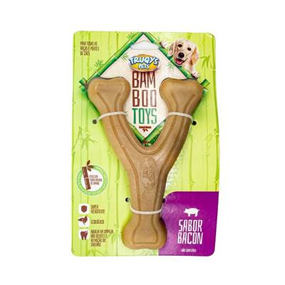 Brinquedo Truqys Forquilha Bamboo para Cães Sabor Bacon M