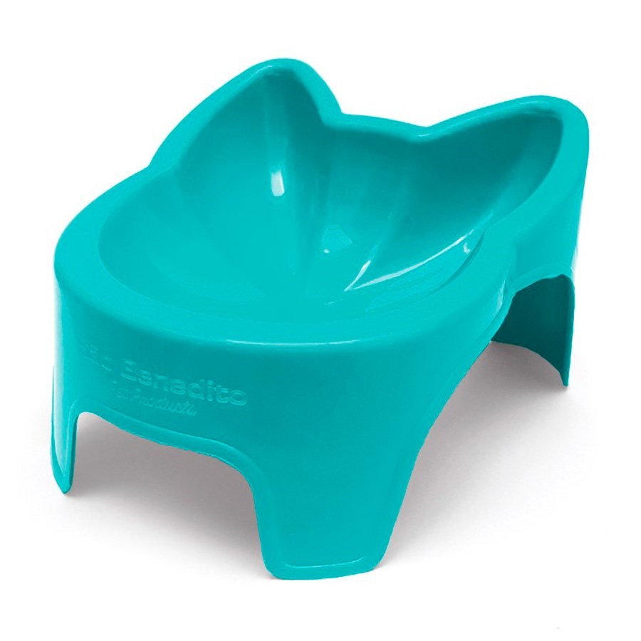 Comedouro Alto de Plástico para Gatos São Benedito Pet Verde